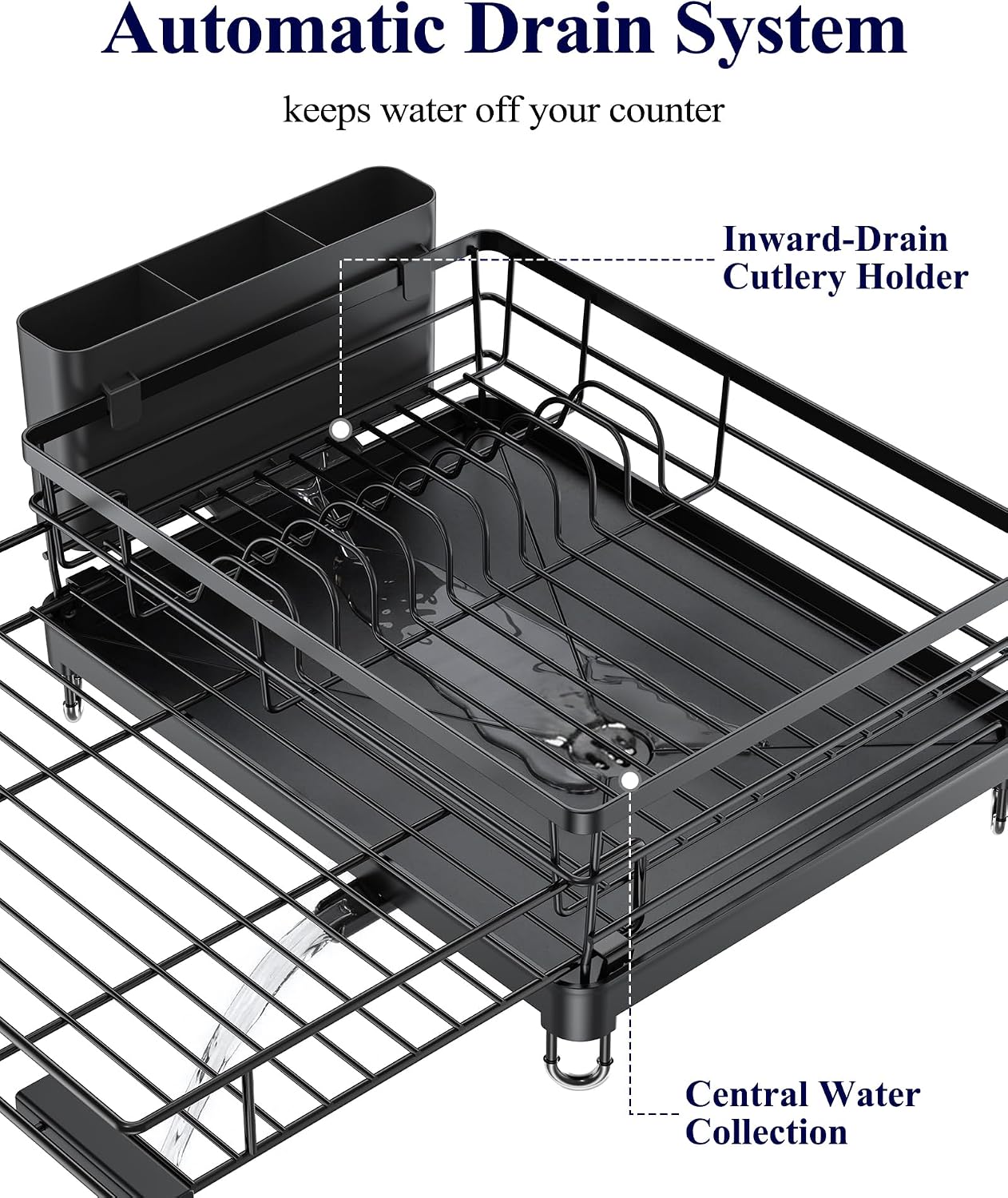 Adjustable Dish Drying Rack, 15.6–25.2 inch