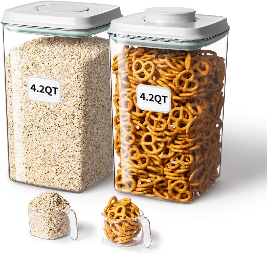 Airtight Canister with Scoop, 4 L, 2 Pack