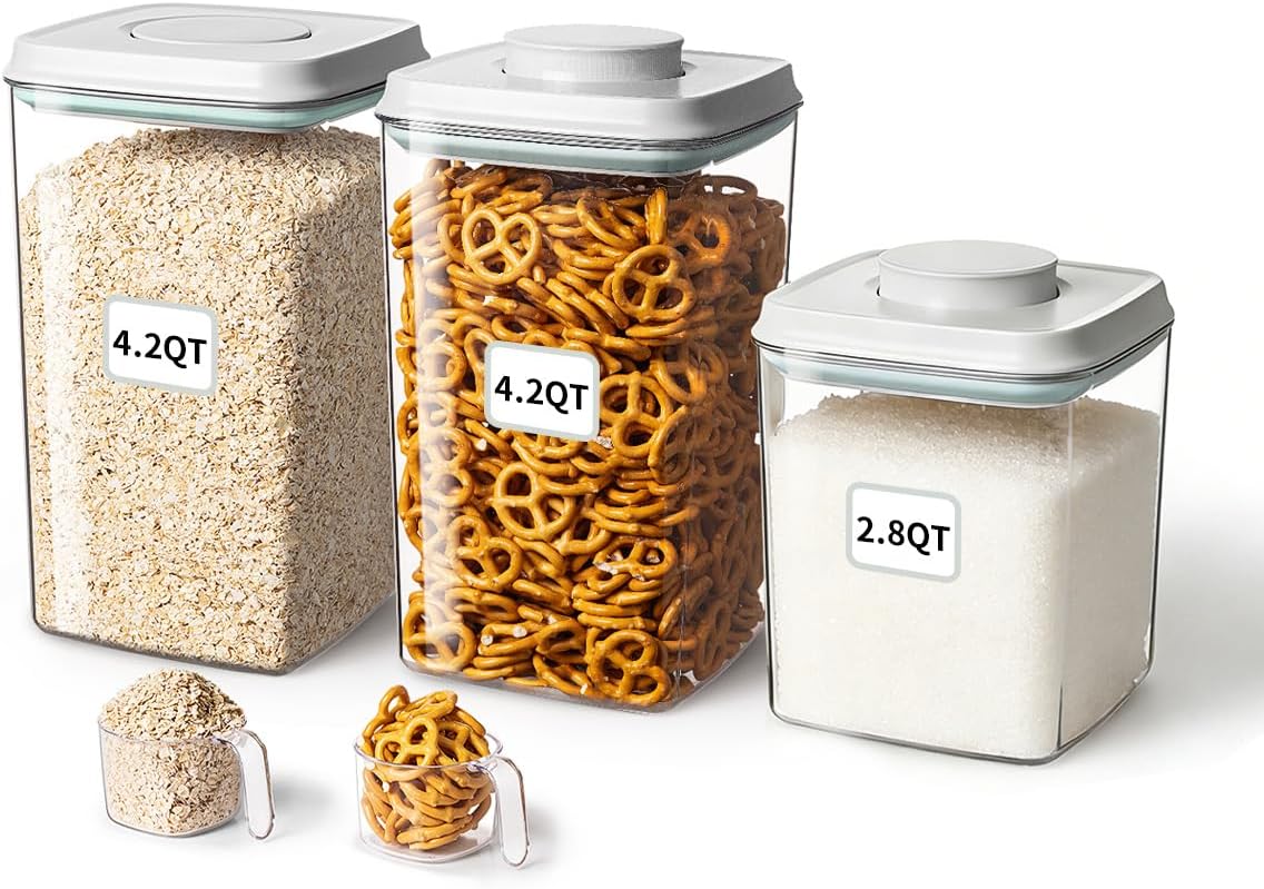 Airtight Canister with Scoop, 4 L, 2 Pack