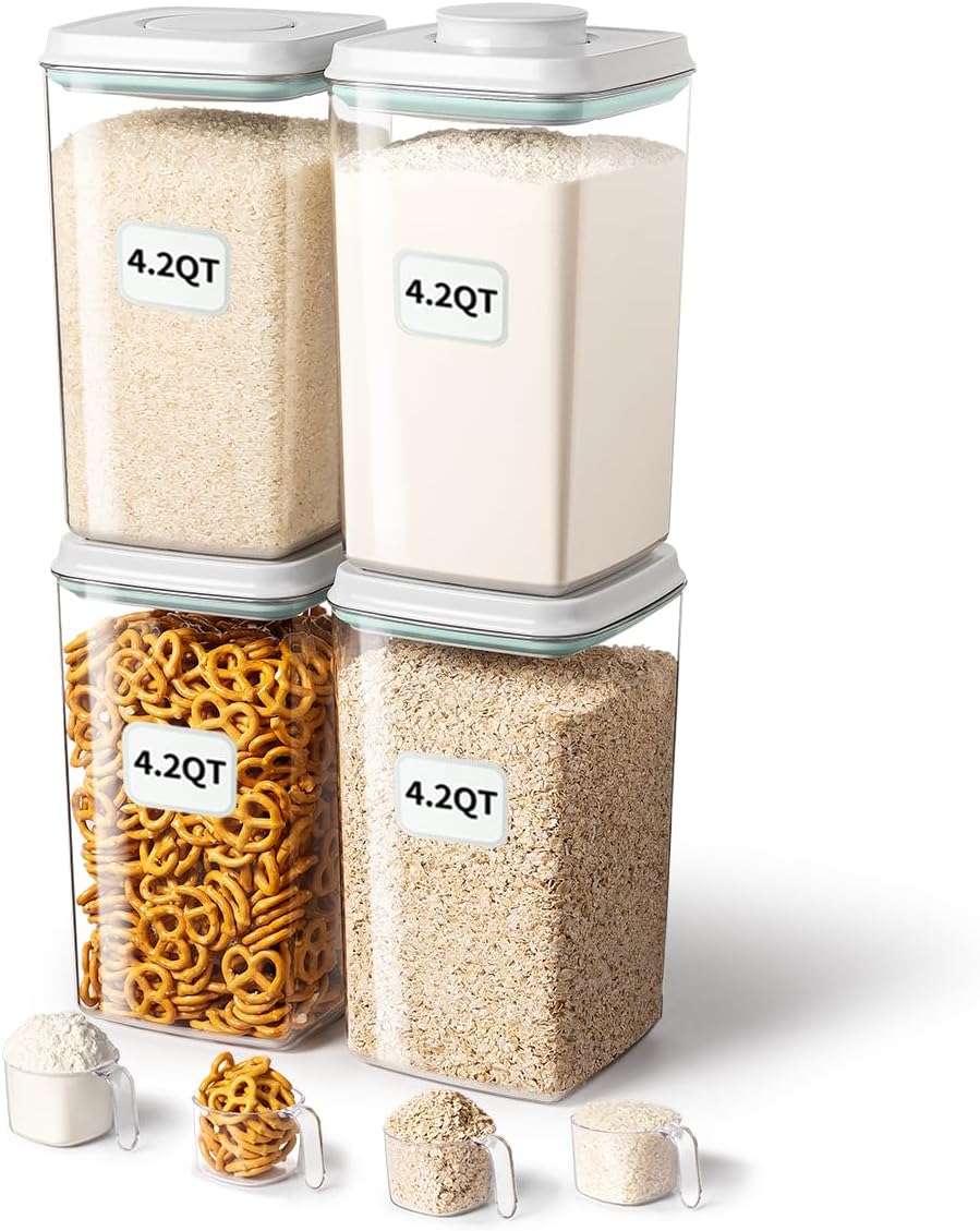 Airtight Canister with Scoop, 4 L, 2 Pack