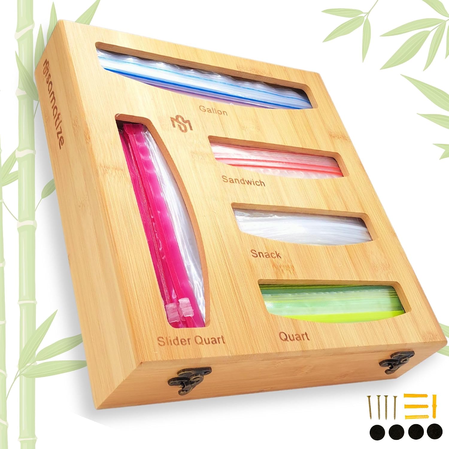 Bag Holder for Drawer or Wall, 5 Slots