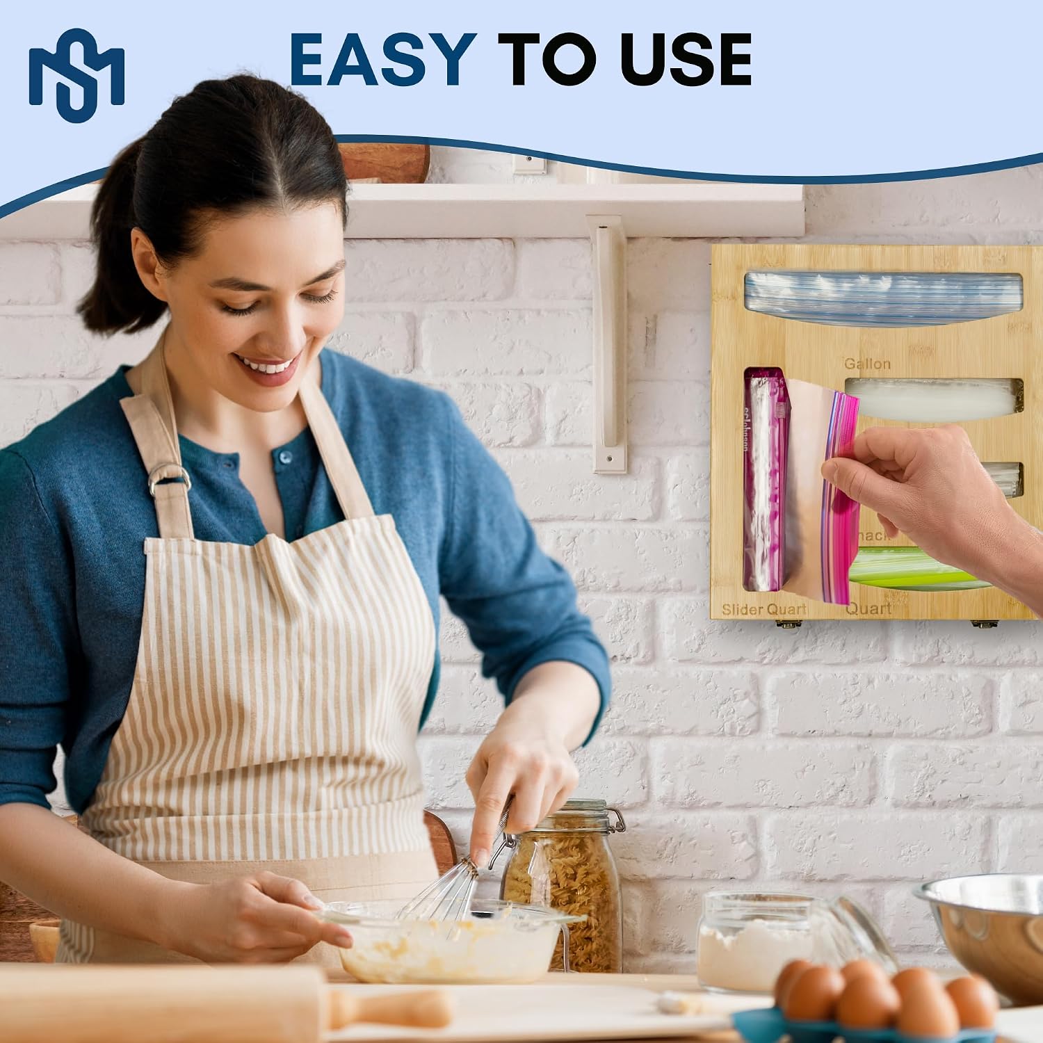 Bag Holder for Drawer or Wall, 5 Slots