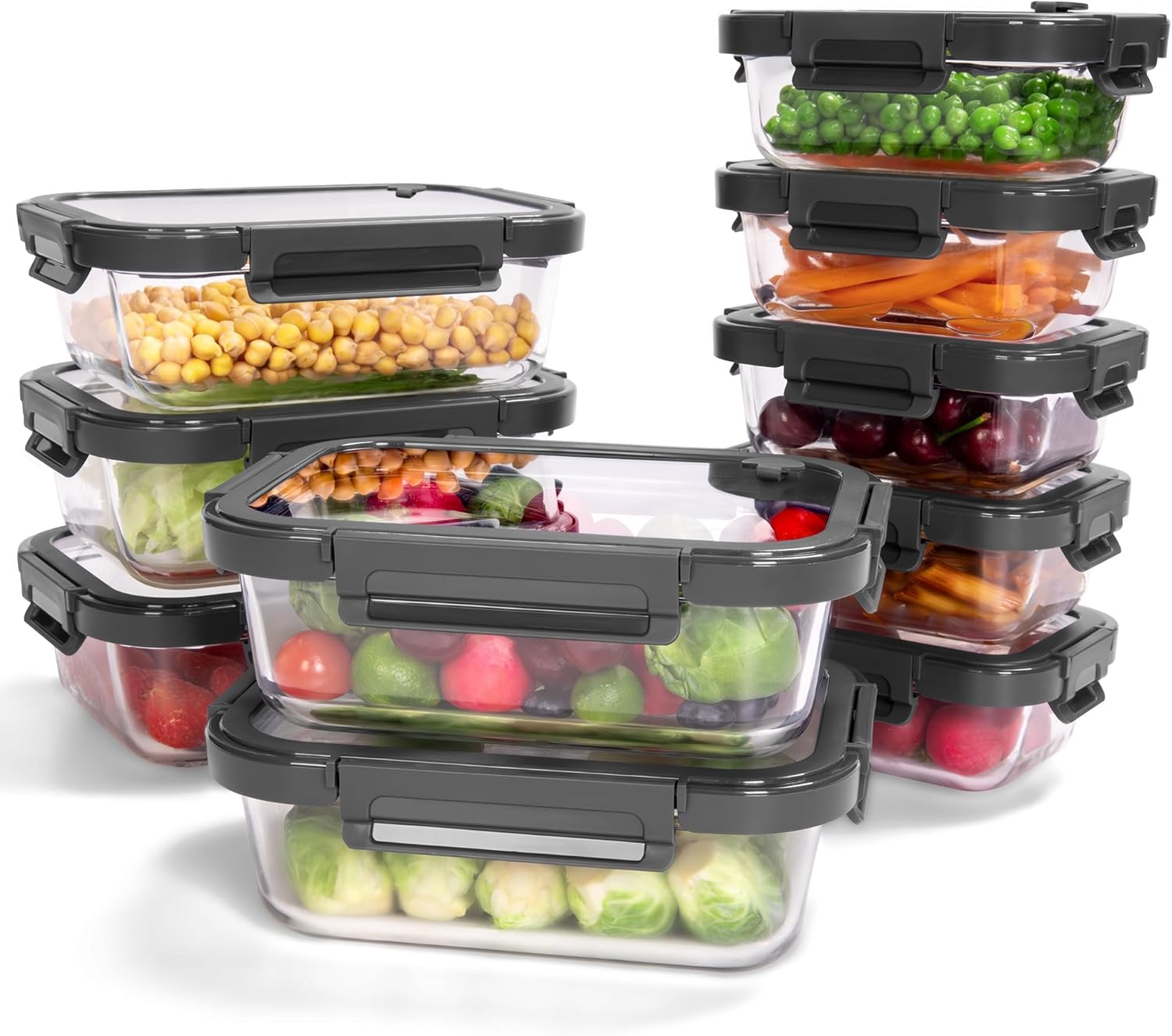 Borosilicate Glass Containers with Glass Lids, 10 Pack