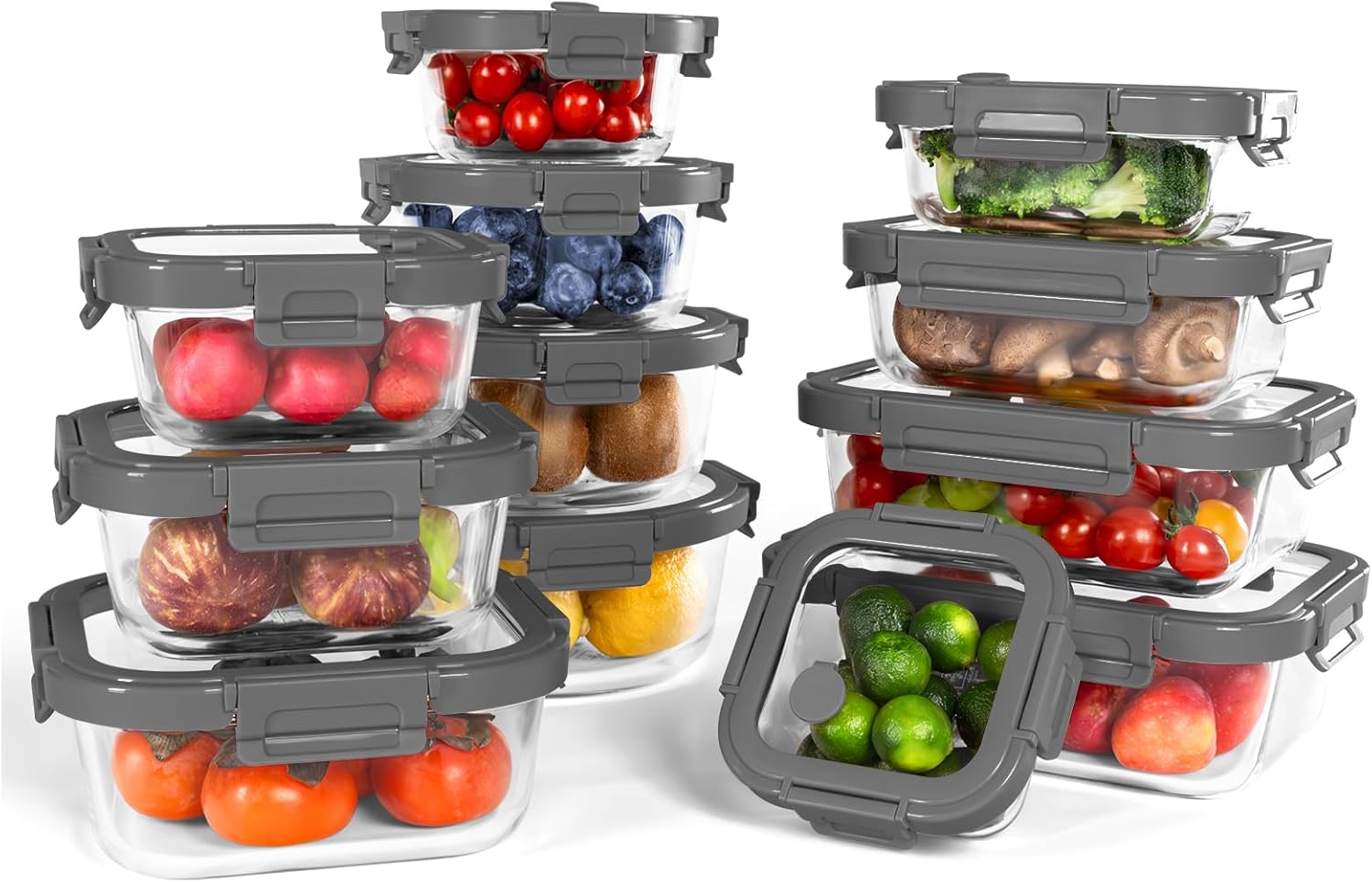 Borosilicate Glass Containers with Glass Lids, 10 Pack