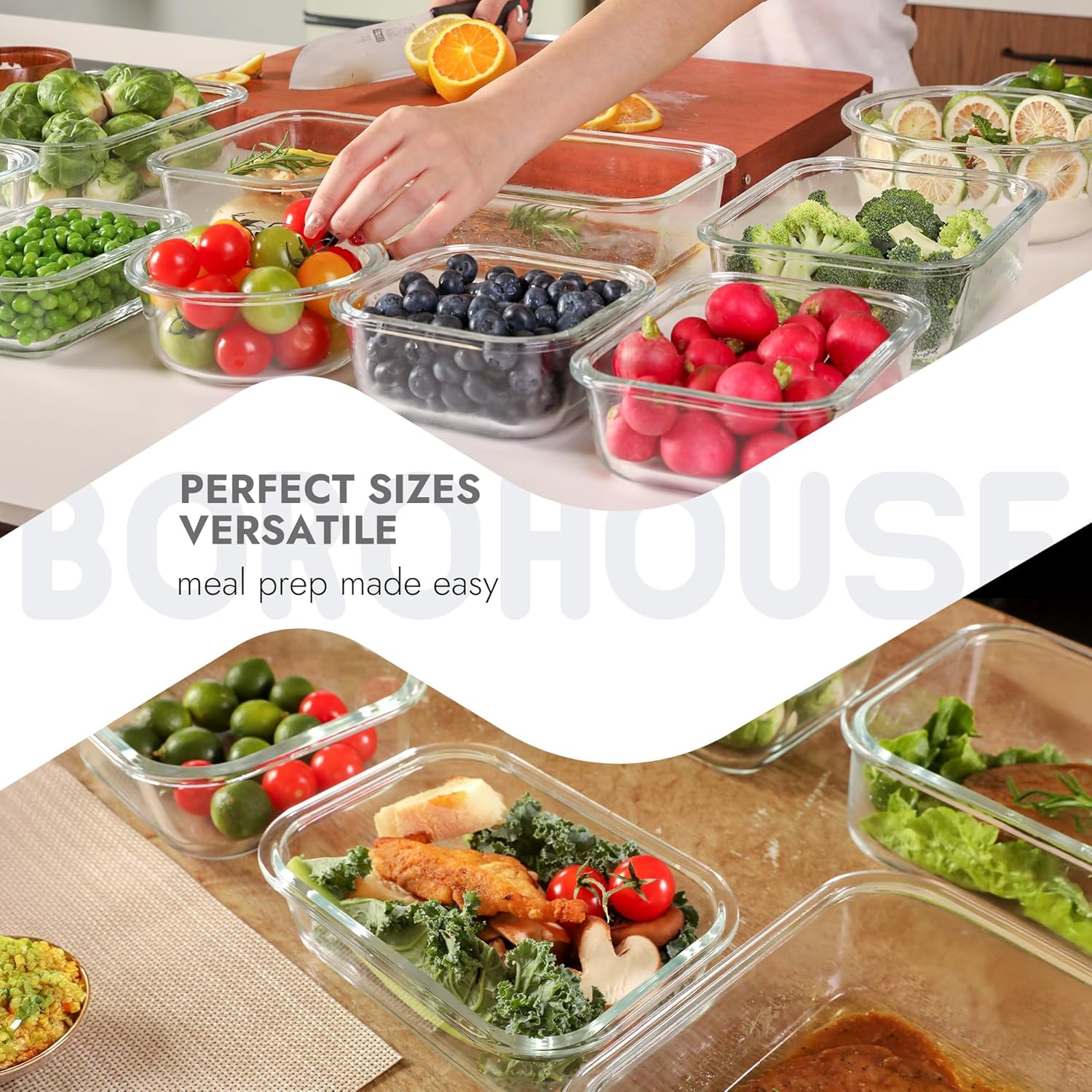 Borosilicate Glass Containers with Glass Lids, 10 Pack
