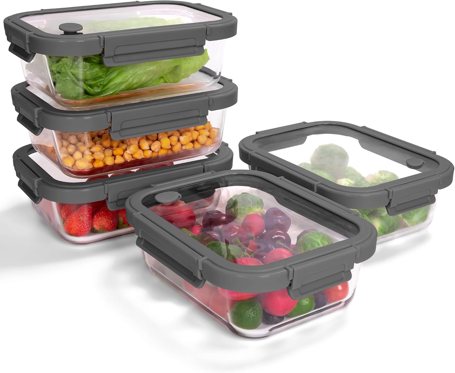 Borosilicate Glass Containers with Glass Lids, 10 Pack