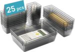 Clear Drawer Organisers, 25 Pieces, 4 Sizes