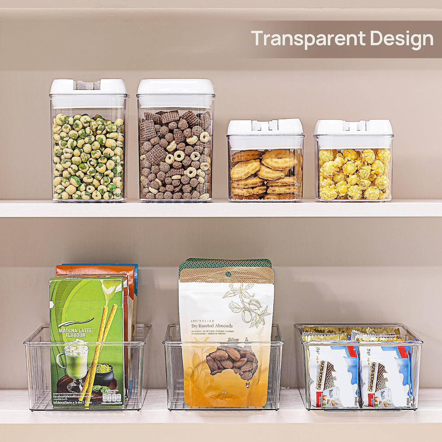 Clear Fridge Bins with 4 Compartments, 8 Pack