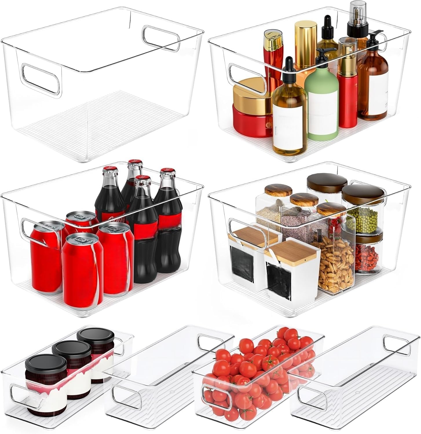 Clear Storage Bins for Fridge and Pantry, 8 Pack