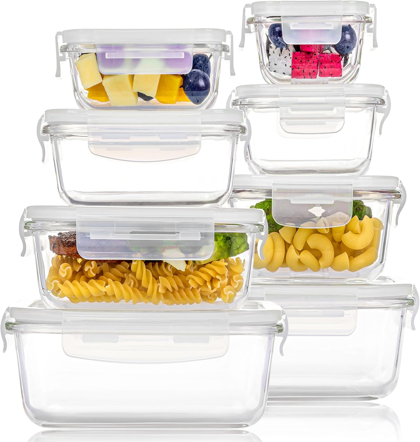 Glass Containers with Airtight Lids, 8 Pack
