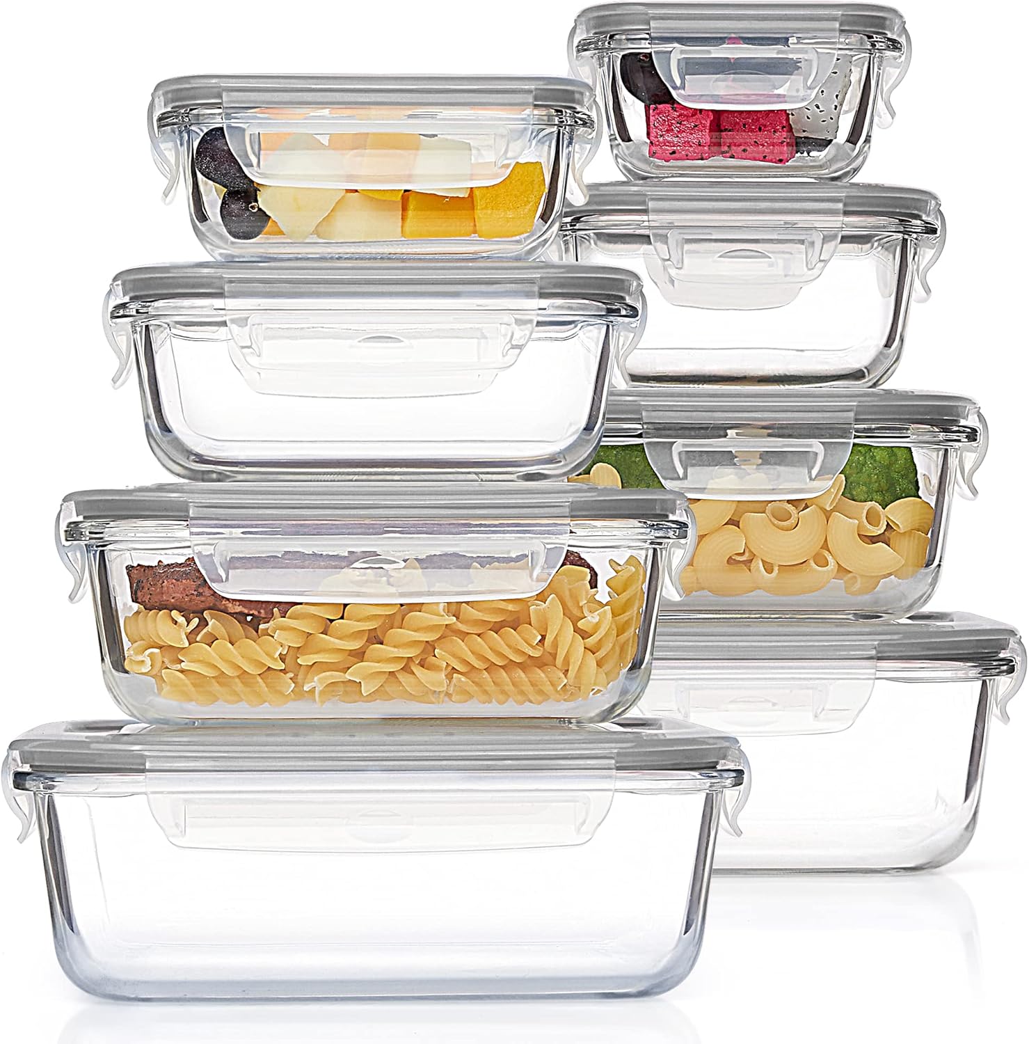 Glass Containers with Airtight Lids, 8 Pack