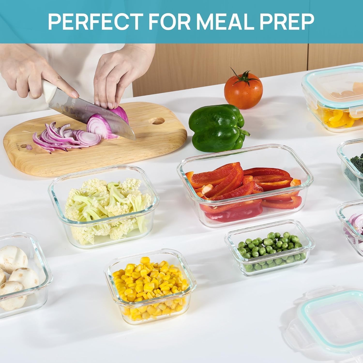 Glass Containers with Airtight Lids, 8 Pack