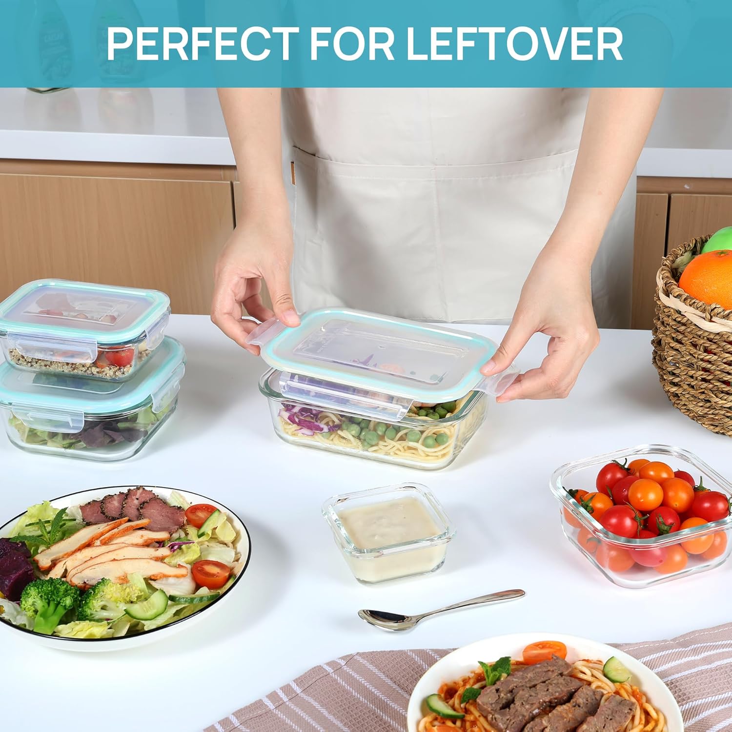 Glass Containers with Airtight Lids, 8 Pack