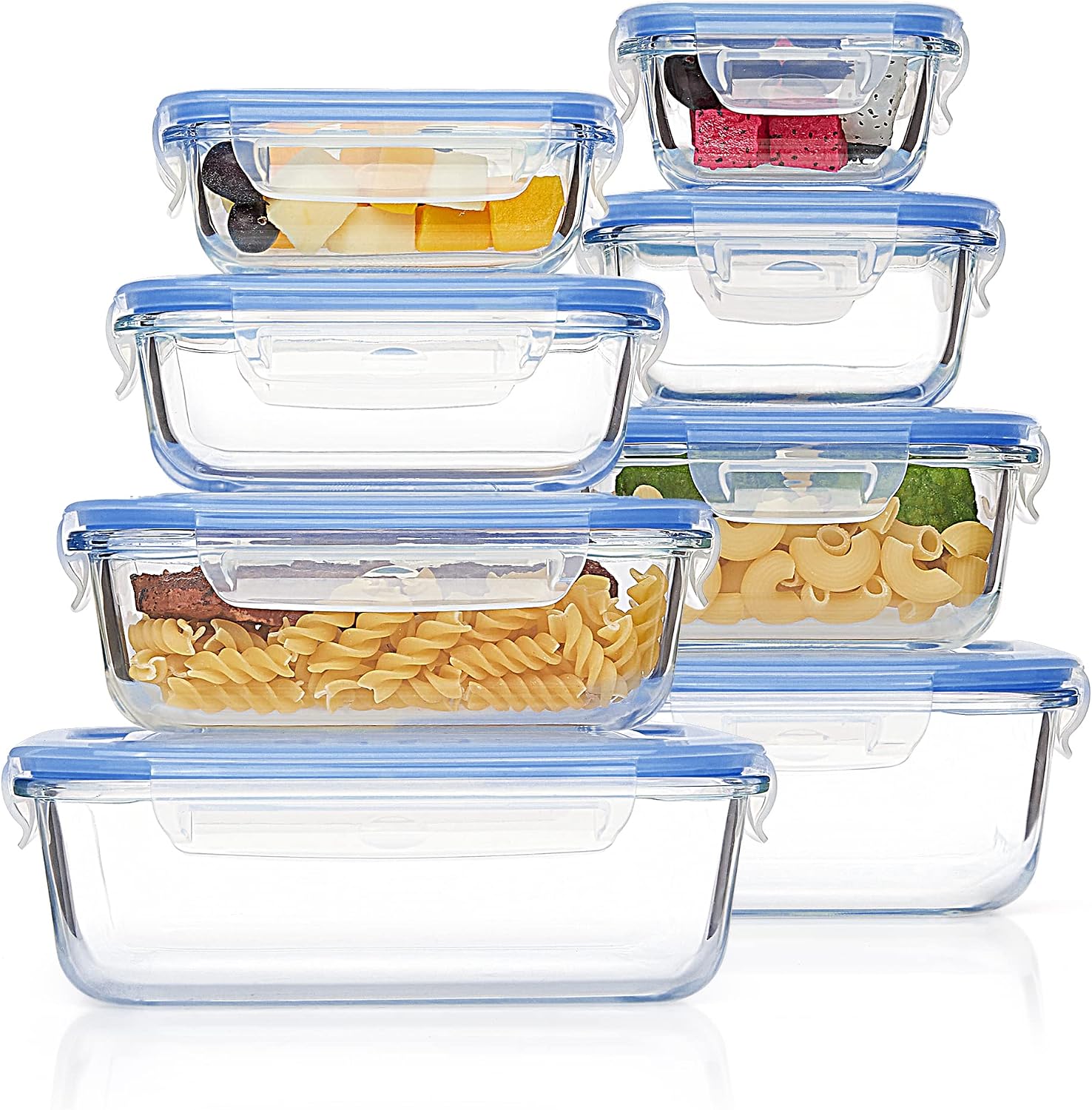 Glass Containers with Airtight Lids, 8 Pack