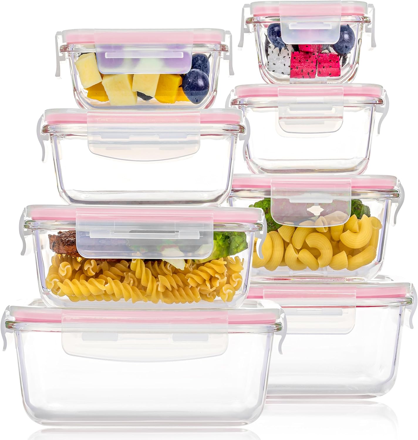 Glass Containers with Airtight Lids, 8 Pack