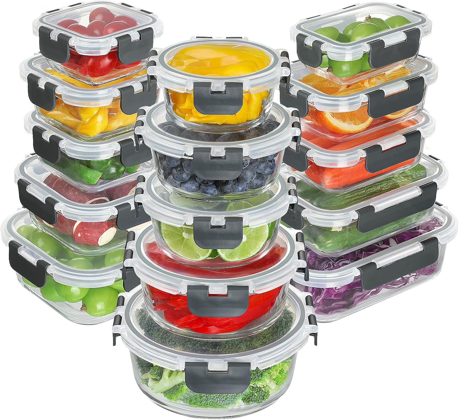 Glass Food Storage Set, 30 Pieces