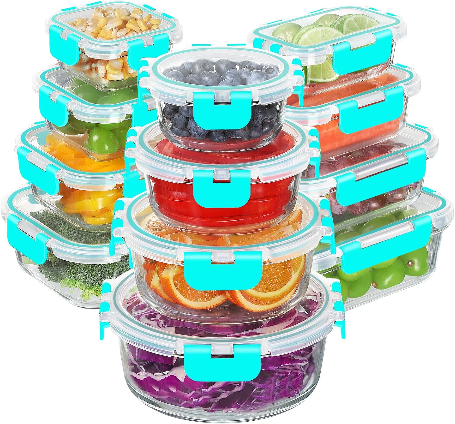 Glass Food Storage Set, 30 Pieces