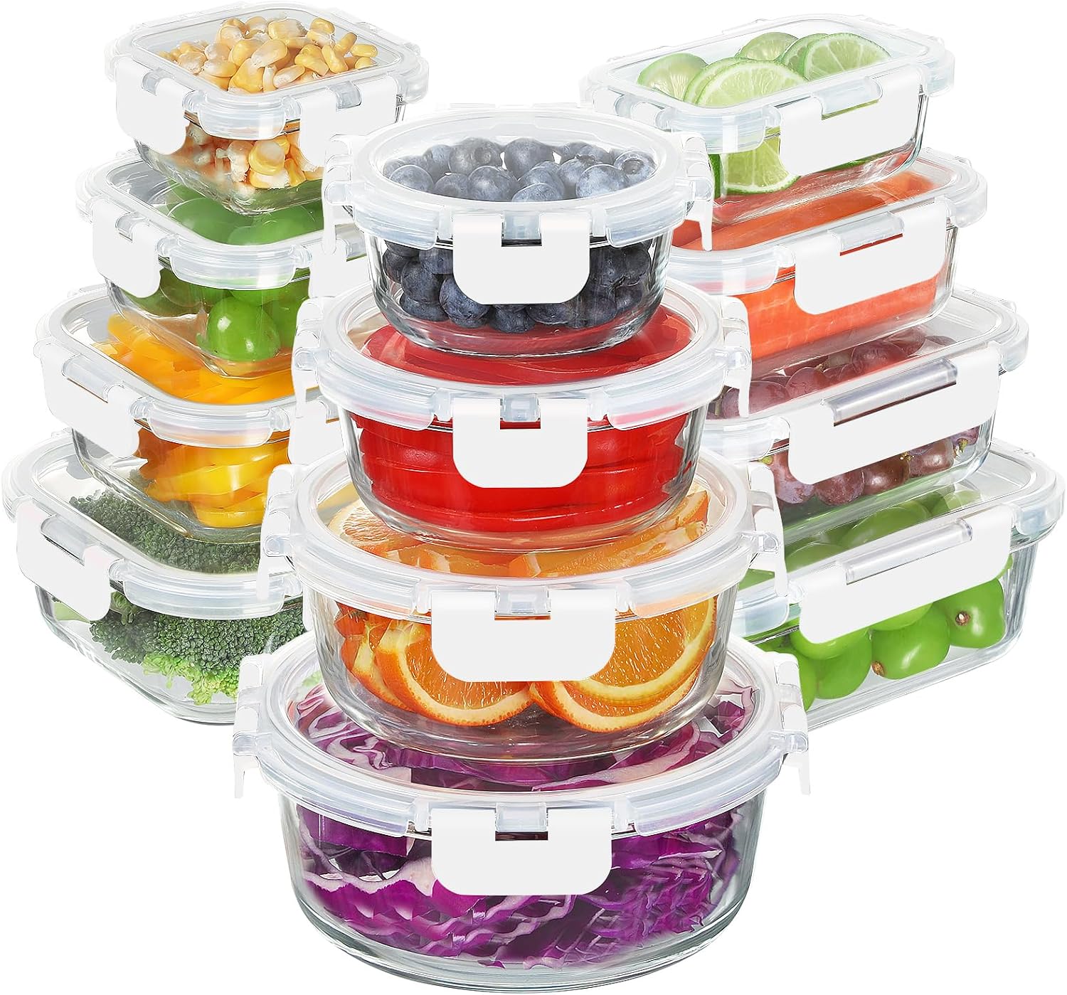 Glass Food Storage Set, 30 Pieces