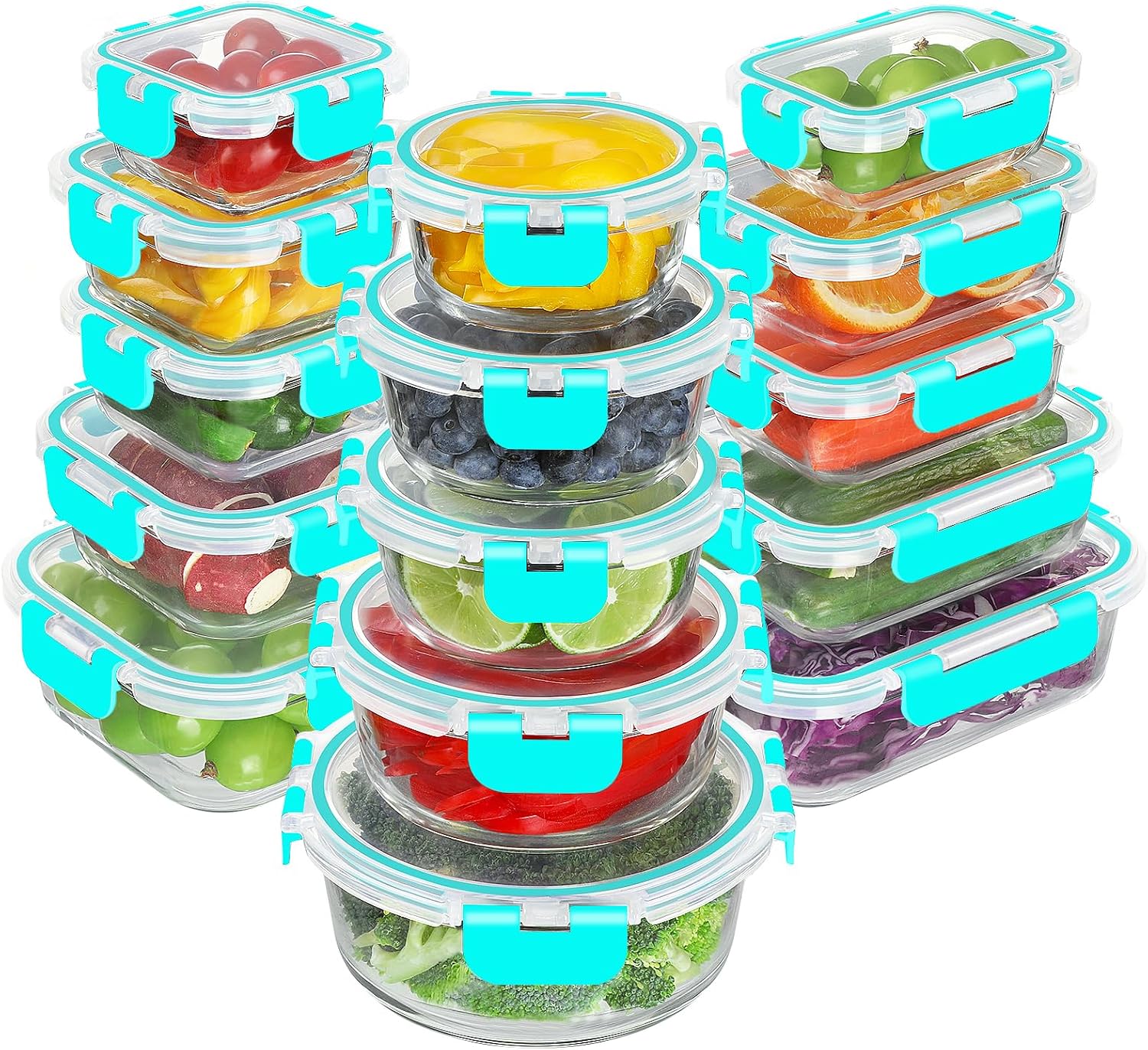 Glass Food Storage Set, 30 Pieces