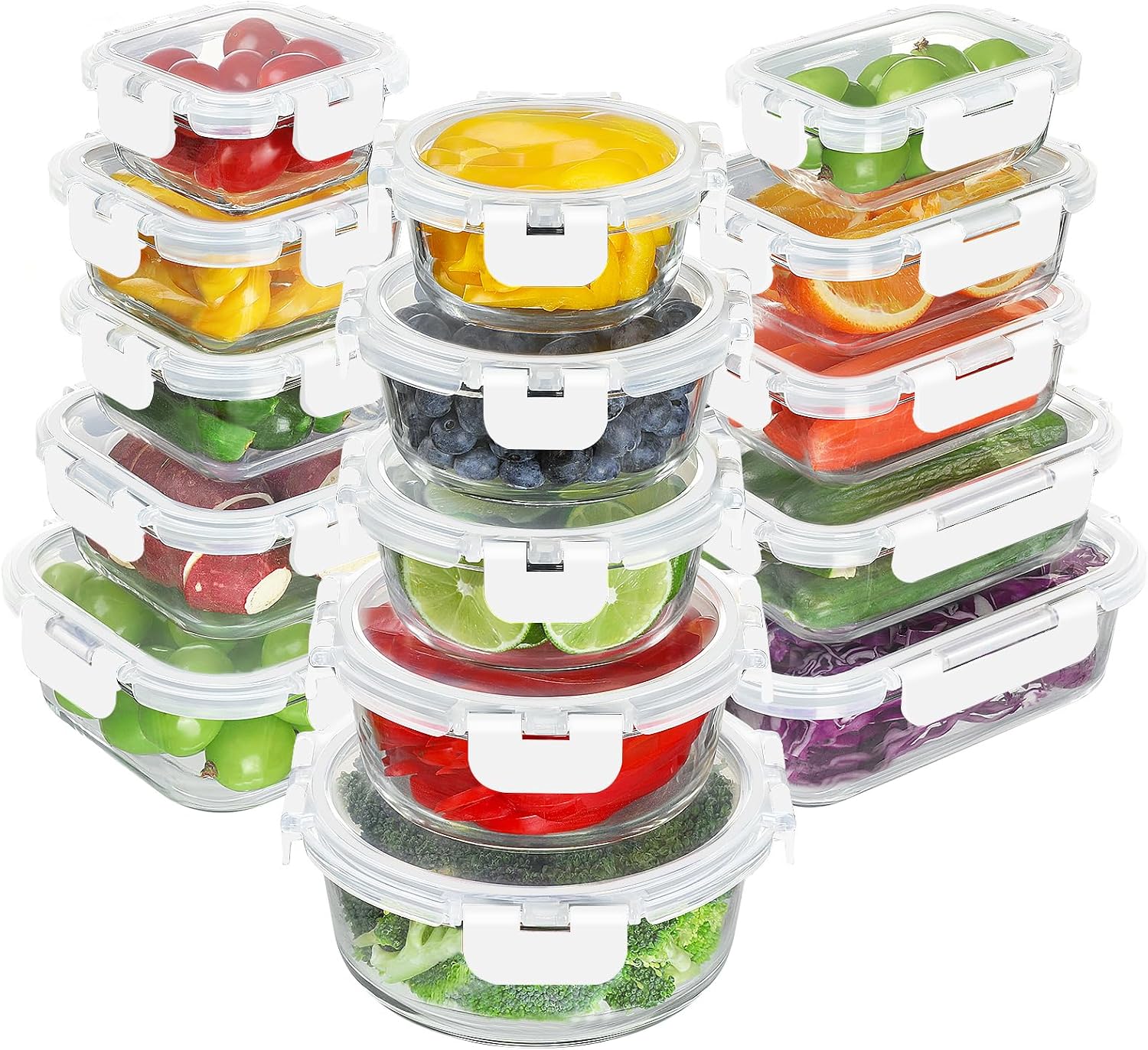 Glass Food Storage Set, 30 Pieces