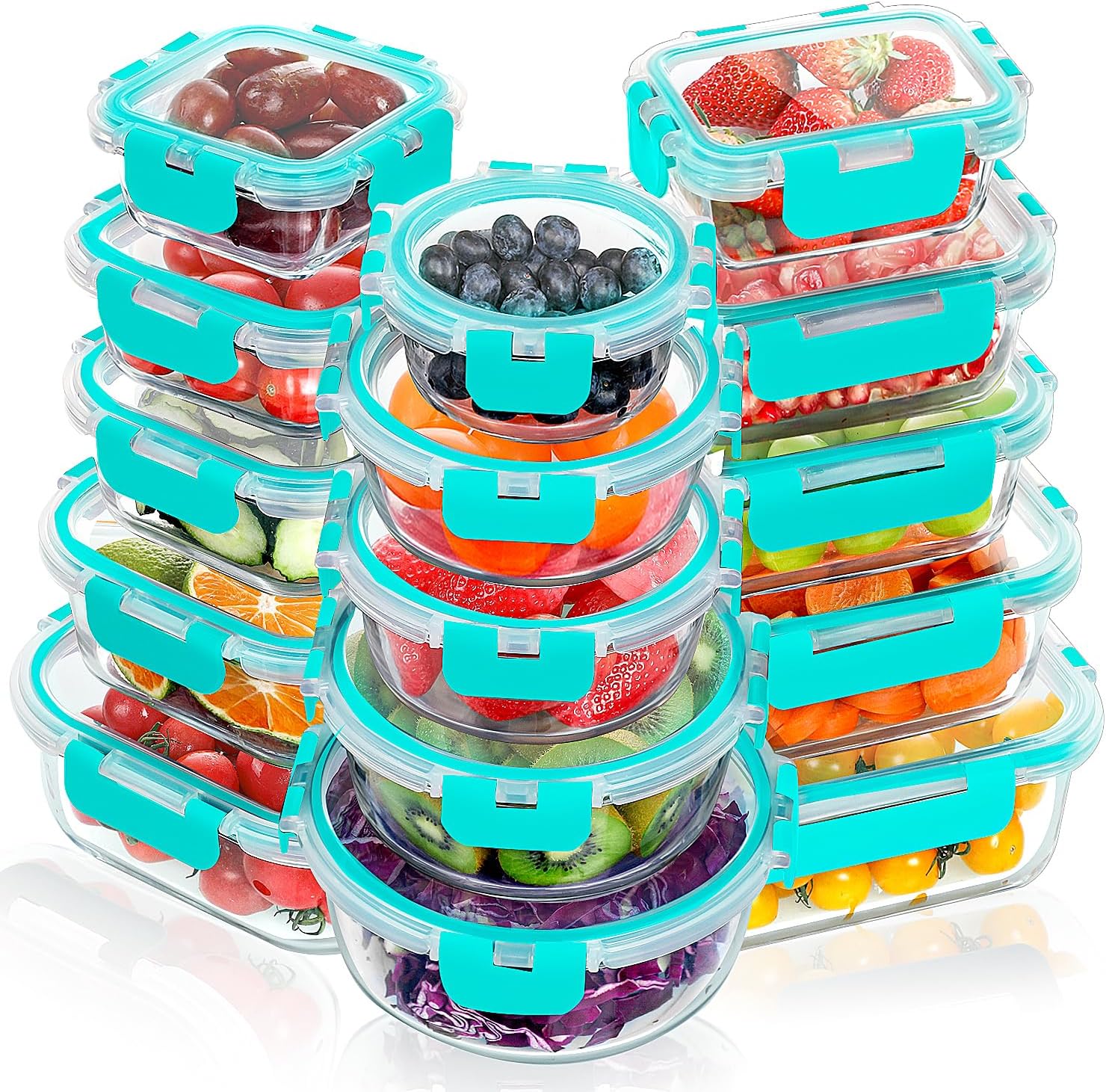 Glass Lunch Containers with Lids, 12 Pack