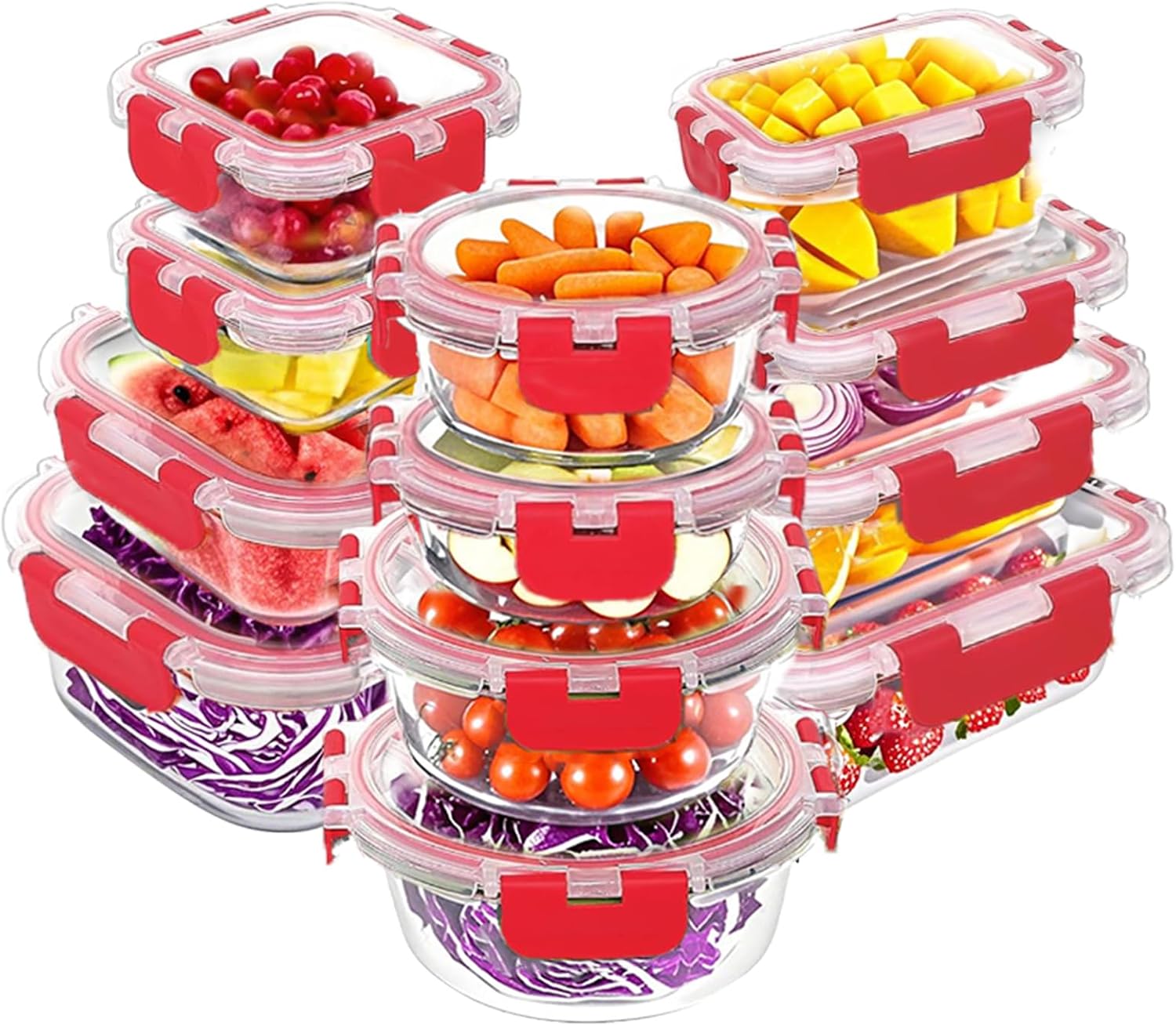 Glass Lunch Containers with Lids, 12 Pack