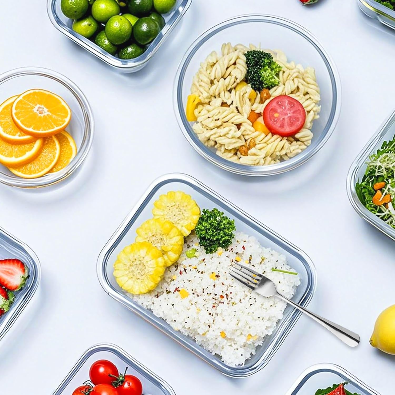 Glass Lunch Containers with Lids, 12 Pack