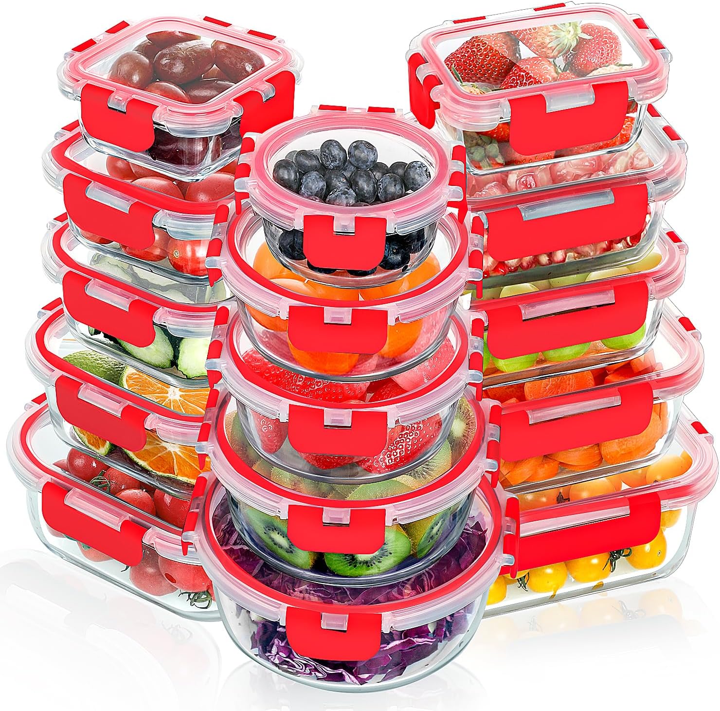 Glass Lunch Containers with Lids, 12 Pack
