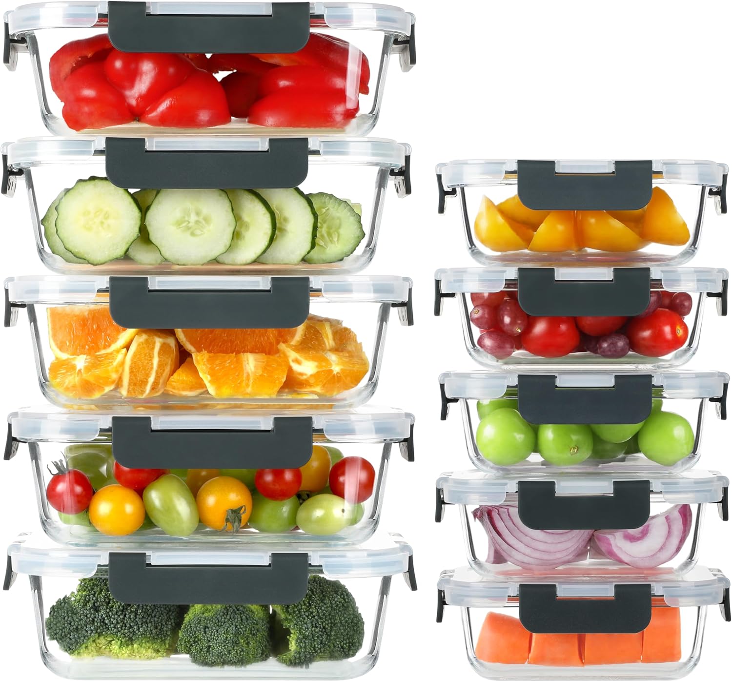 Glass Meal Prep Containers, 10 Pack