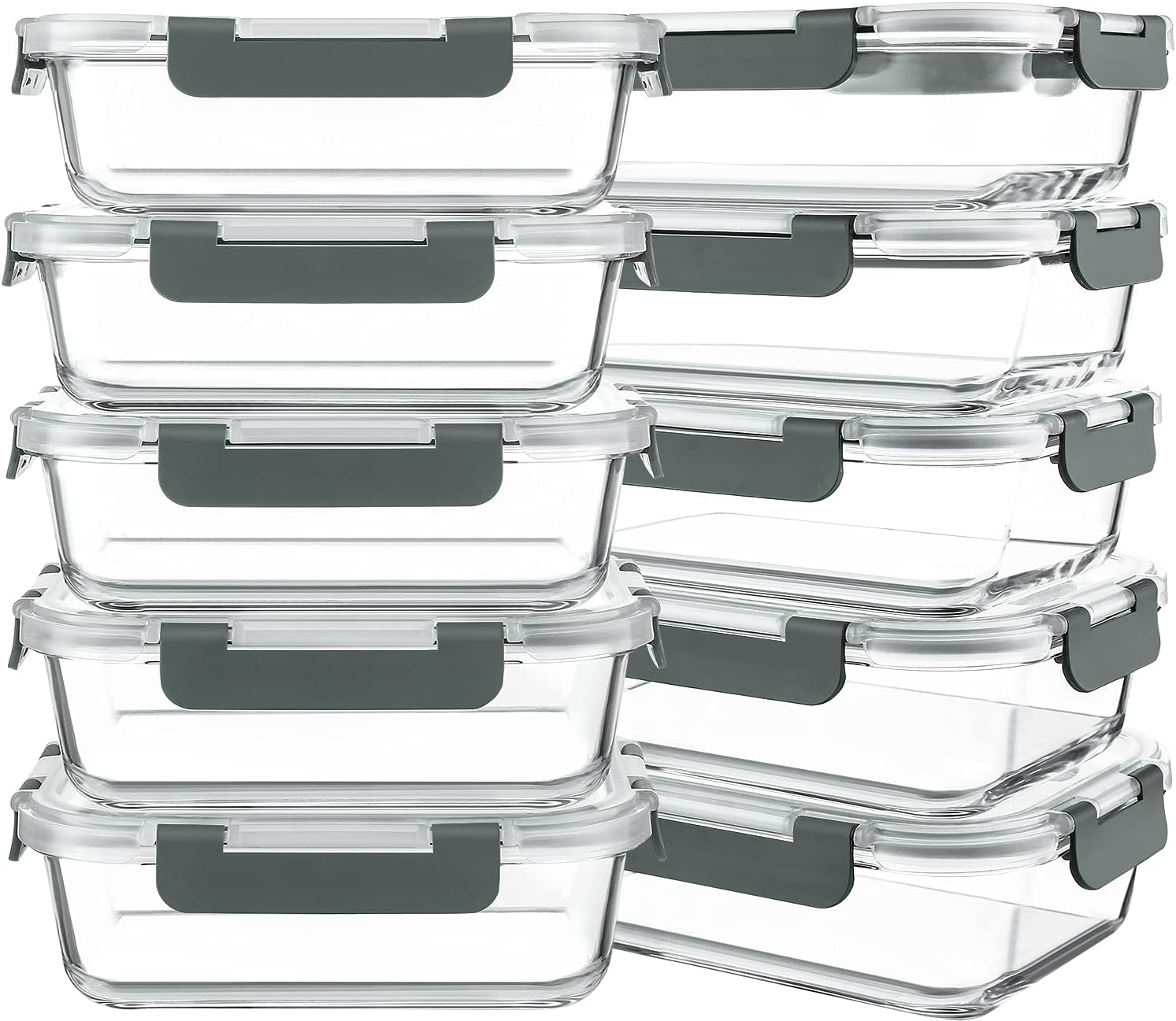 Glass Meal Prep Containers, 30 oz, 10 Pack