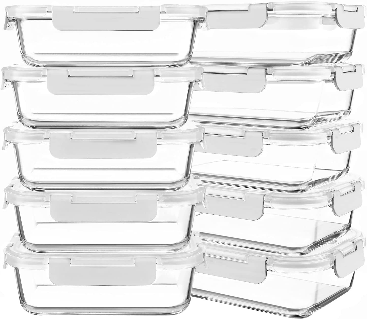Glass Meal Prep Containers, 30 oz, 10 Pack