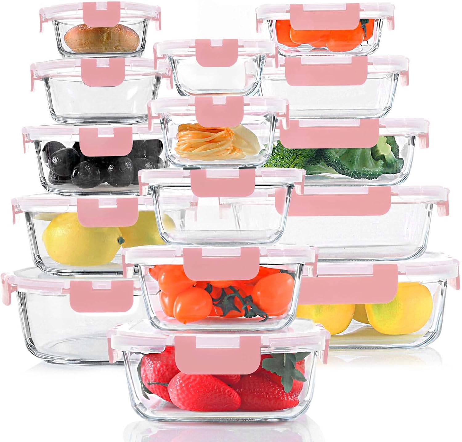 Glass Storage Container Set, 30 Pieces, Grey
