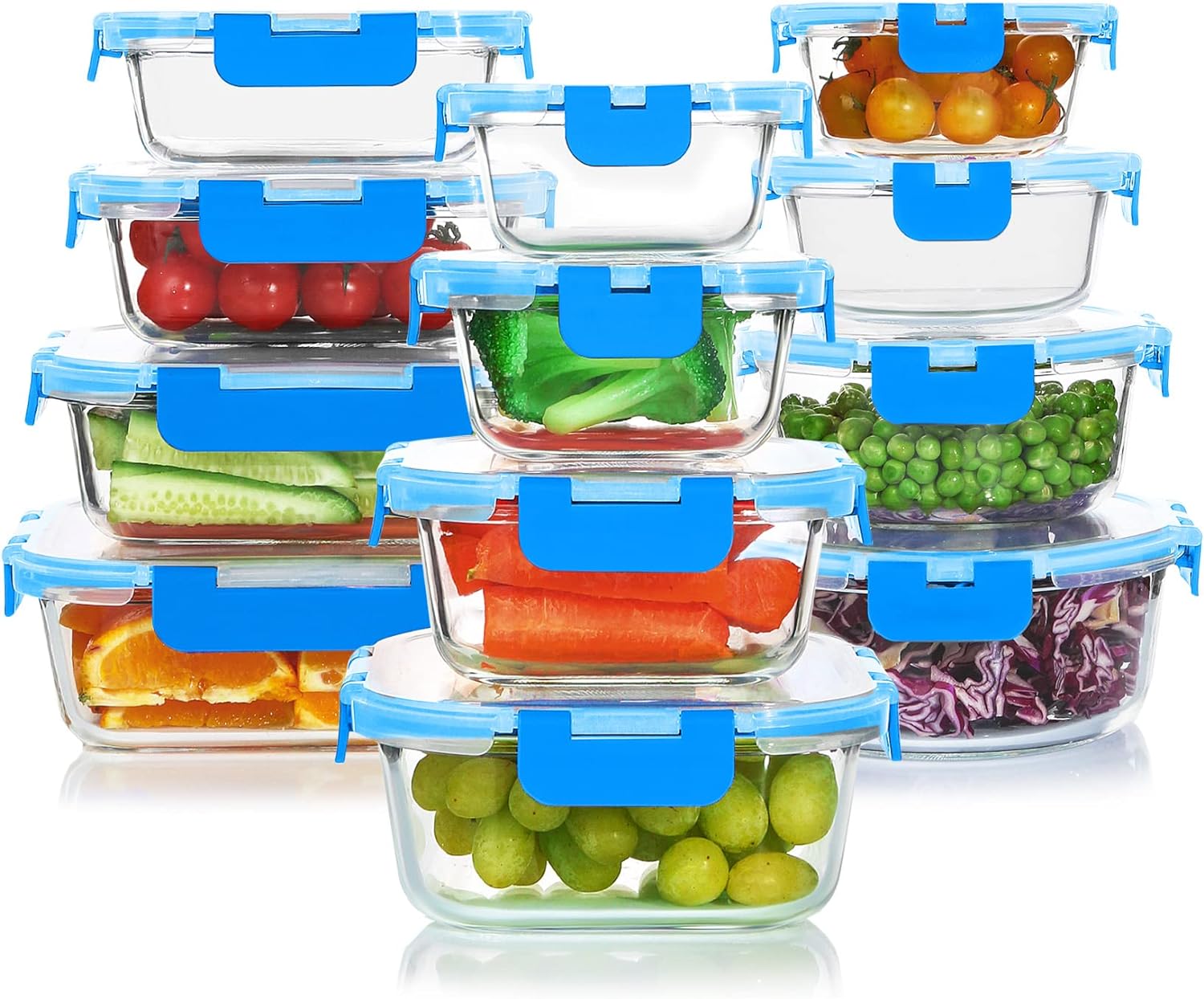 Glass Storage Container Set, 30 Pieces, Grey
