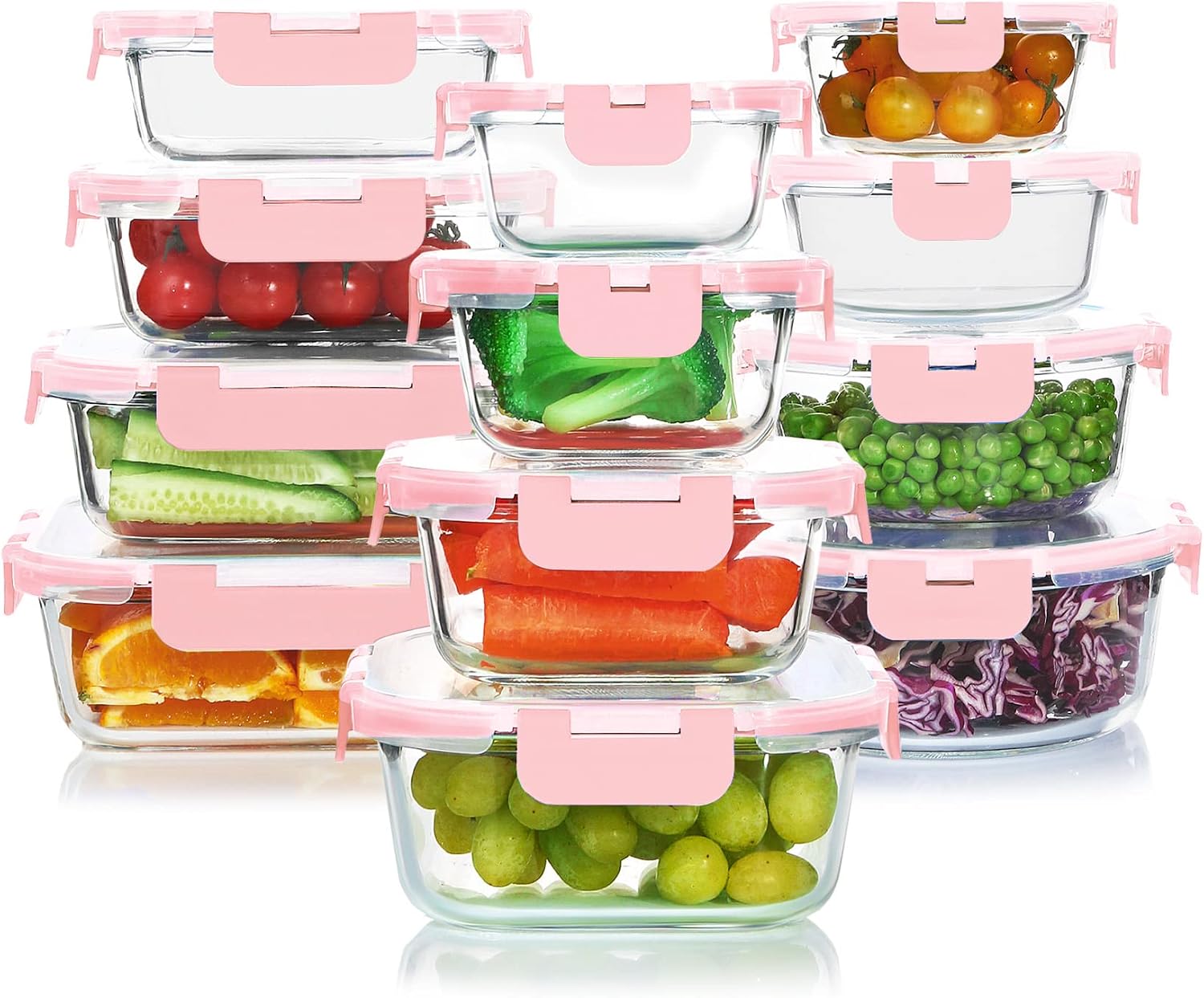 Glass Storage Container Set, 30 Pieces, Grey