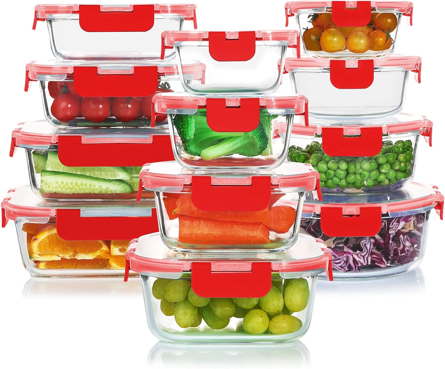 Glass Storage Container Set, 30 Pieces, Grey