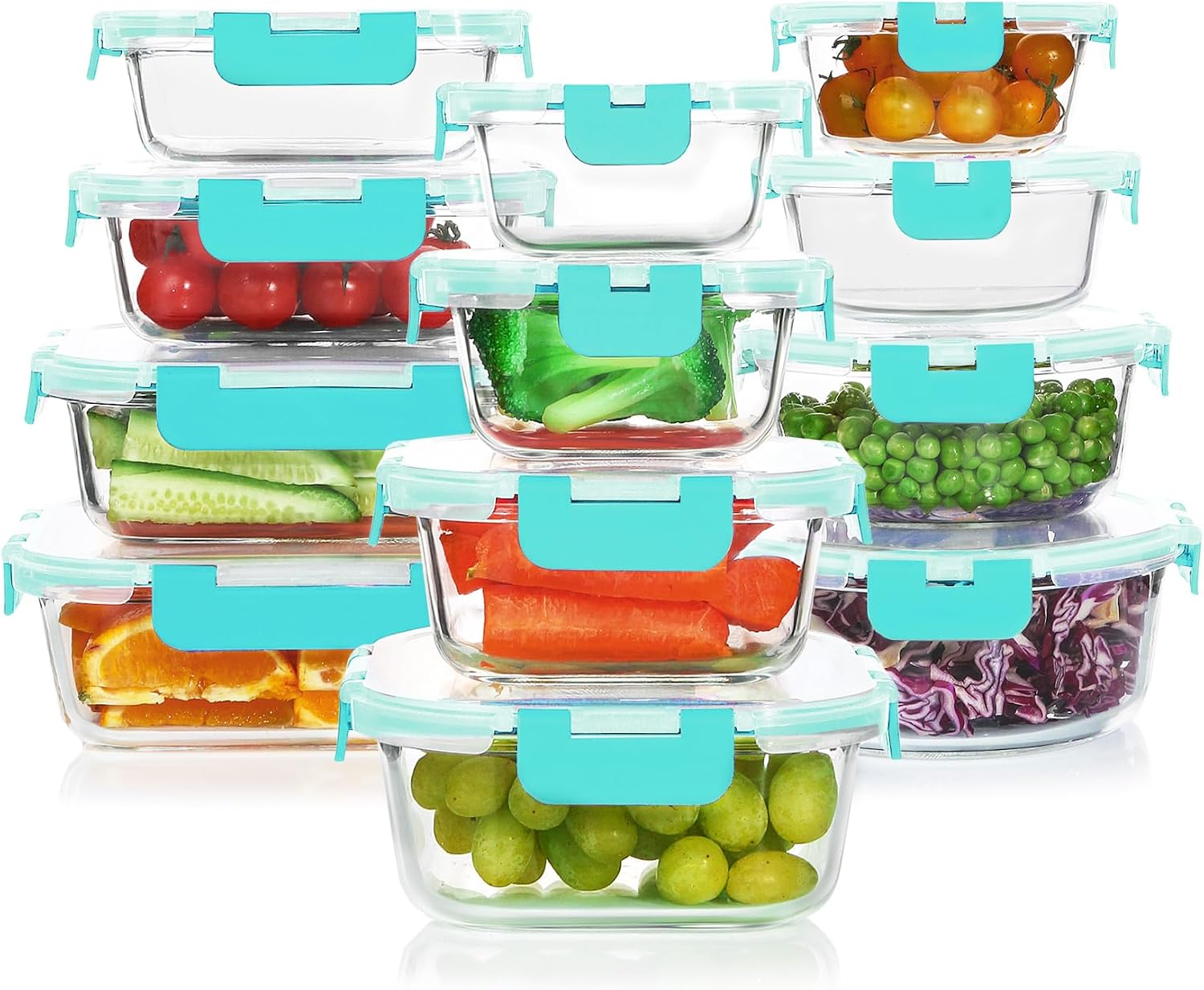 Glass Storage Container Set, 30 Pieces, Grey