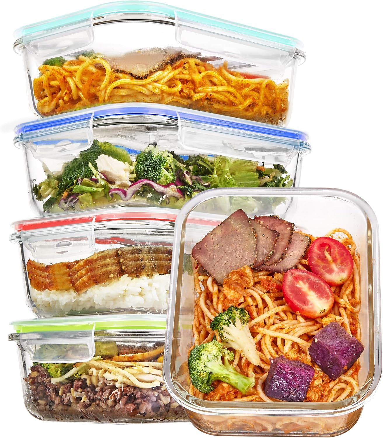 Glass Storage Containers, 22 oz, 5 Pack, Grey