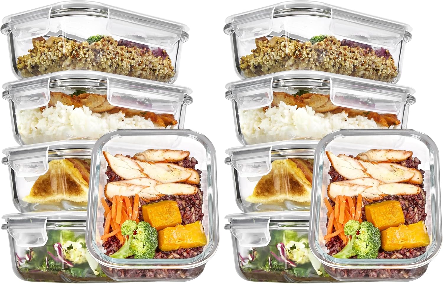 Glass Storage Containers, 22 oz, 5 Pack, Grey