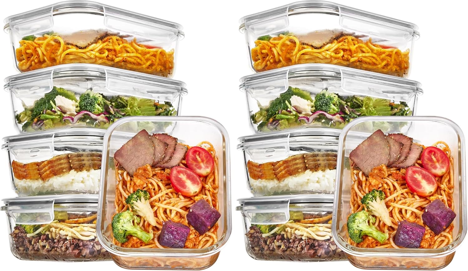 Glass Storage Containers, 22 oz, 5 Pack, Grey