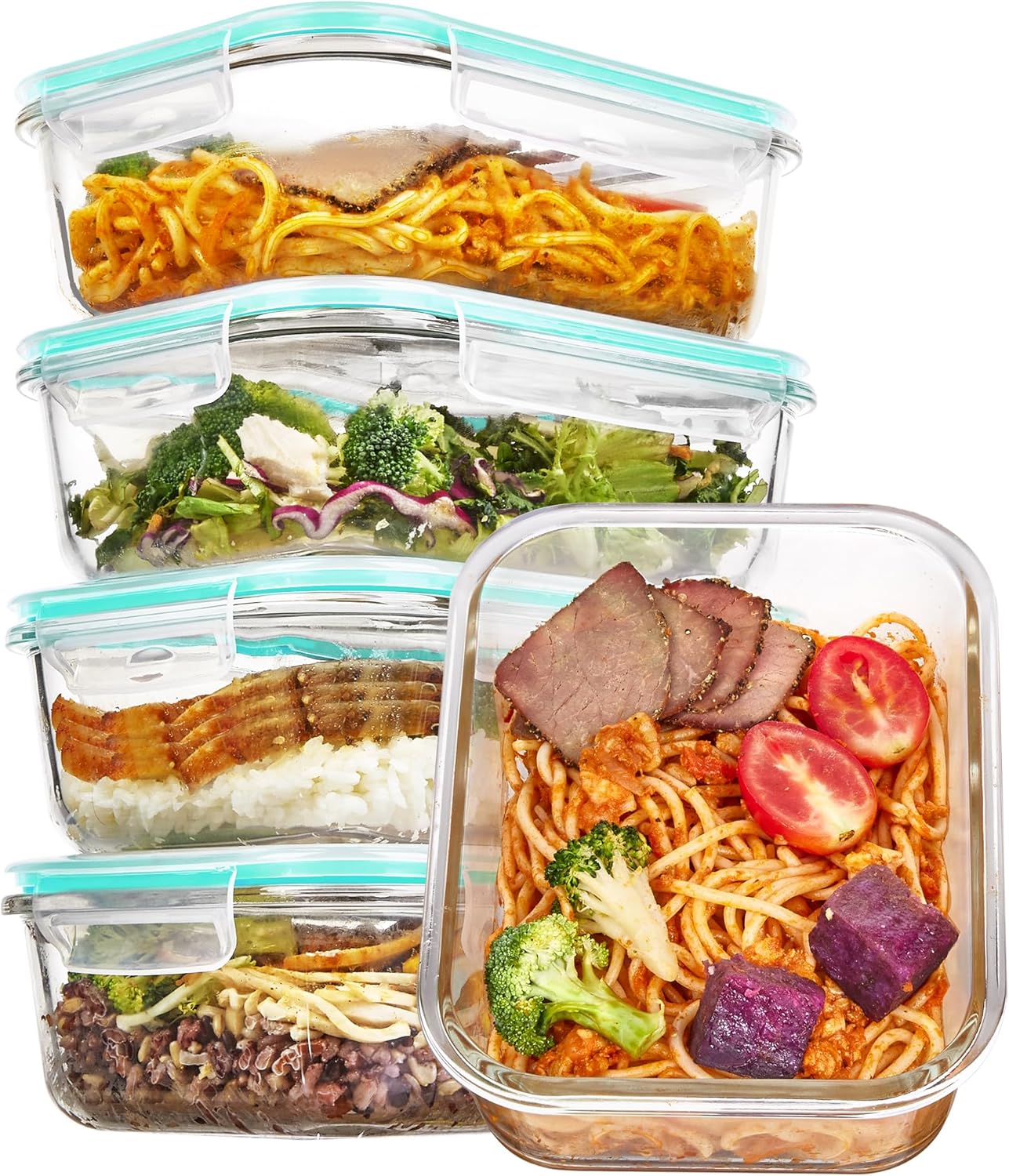 Glass Storage Containers, 22 oz, 5 Pack, Grey