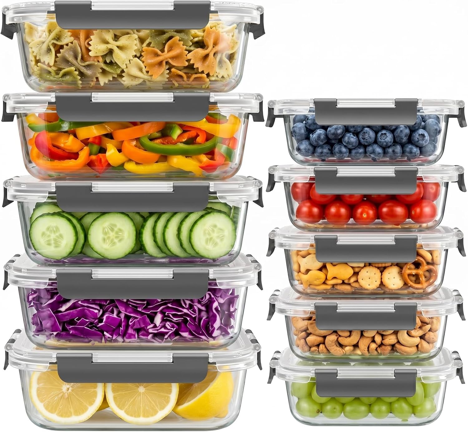 Glass Storage Containers, 36 oz and 12 oz, 20 Pieces