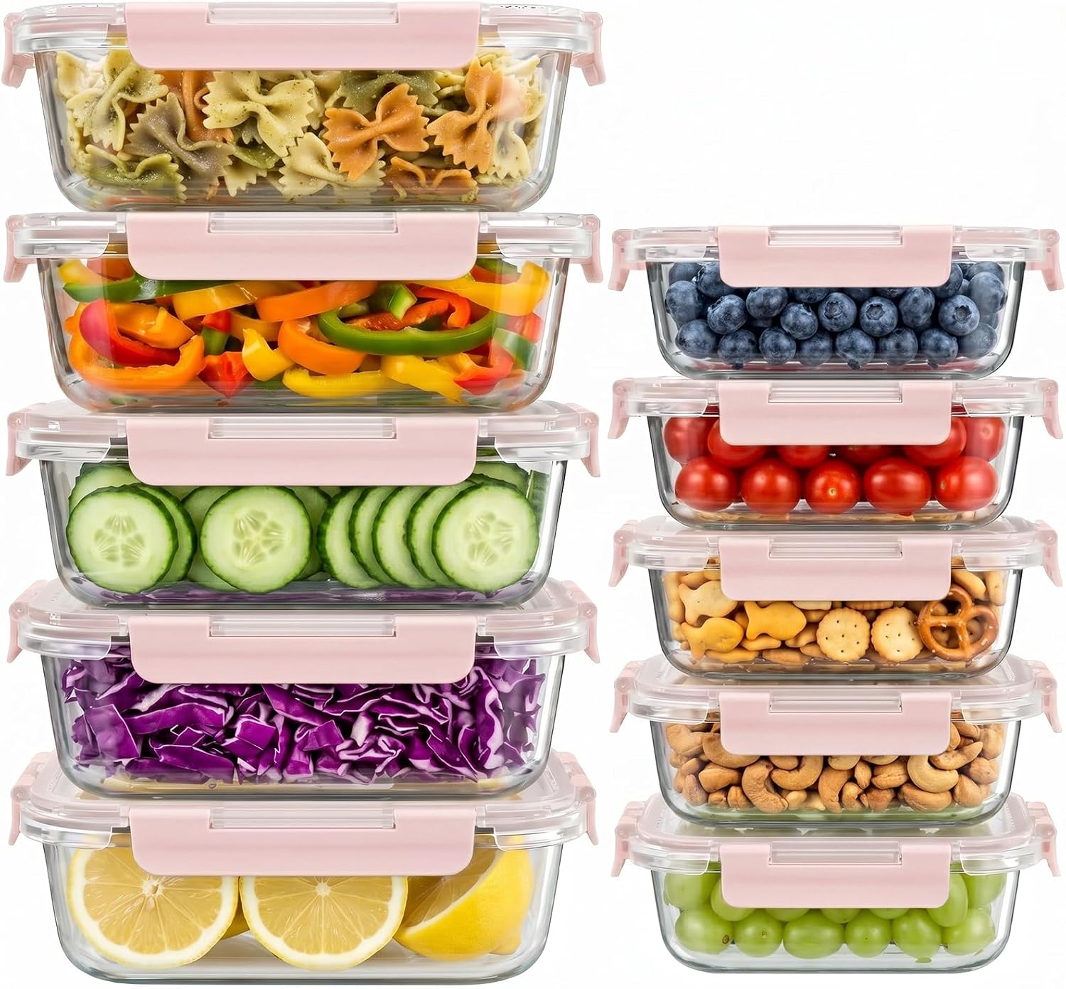 Glass Storage Containers, 36 oz and 12 oz, 20 Pieces