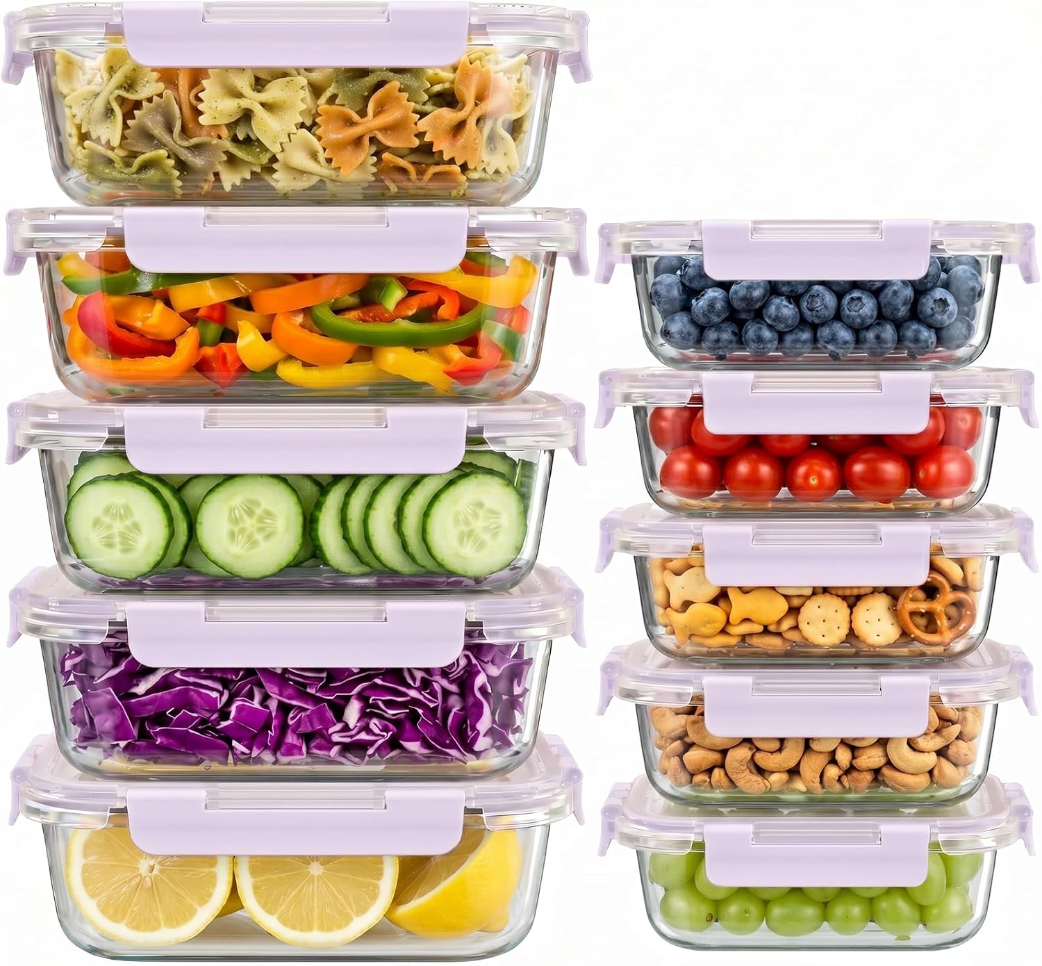 Glass Storage Containers, 36 oz and 12 oz, 20 Pieces
