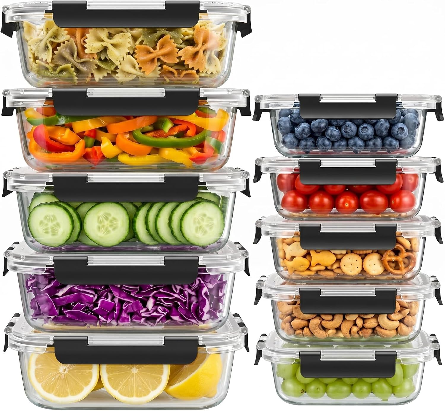 Glass Storage Containers, 36 oz and 12 oz, 20 Pieces