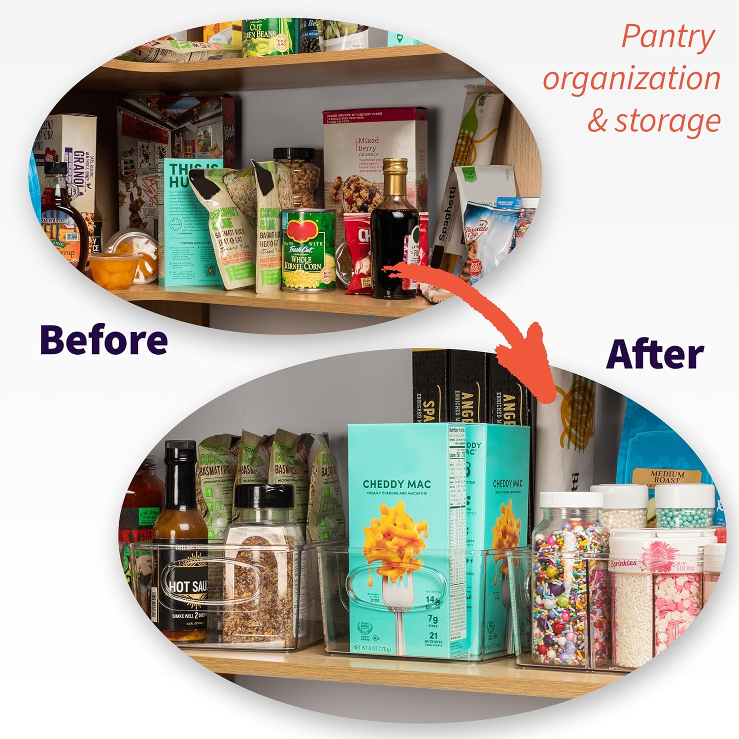 Pantry Organiser Bins, 8 Pack