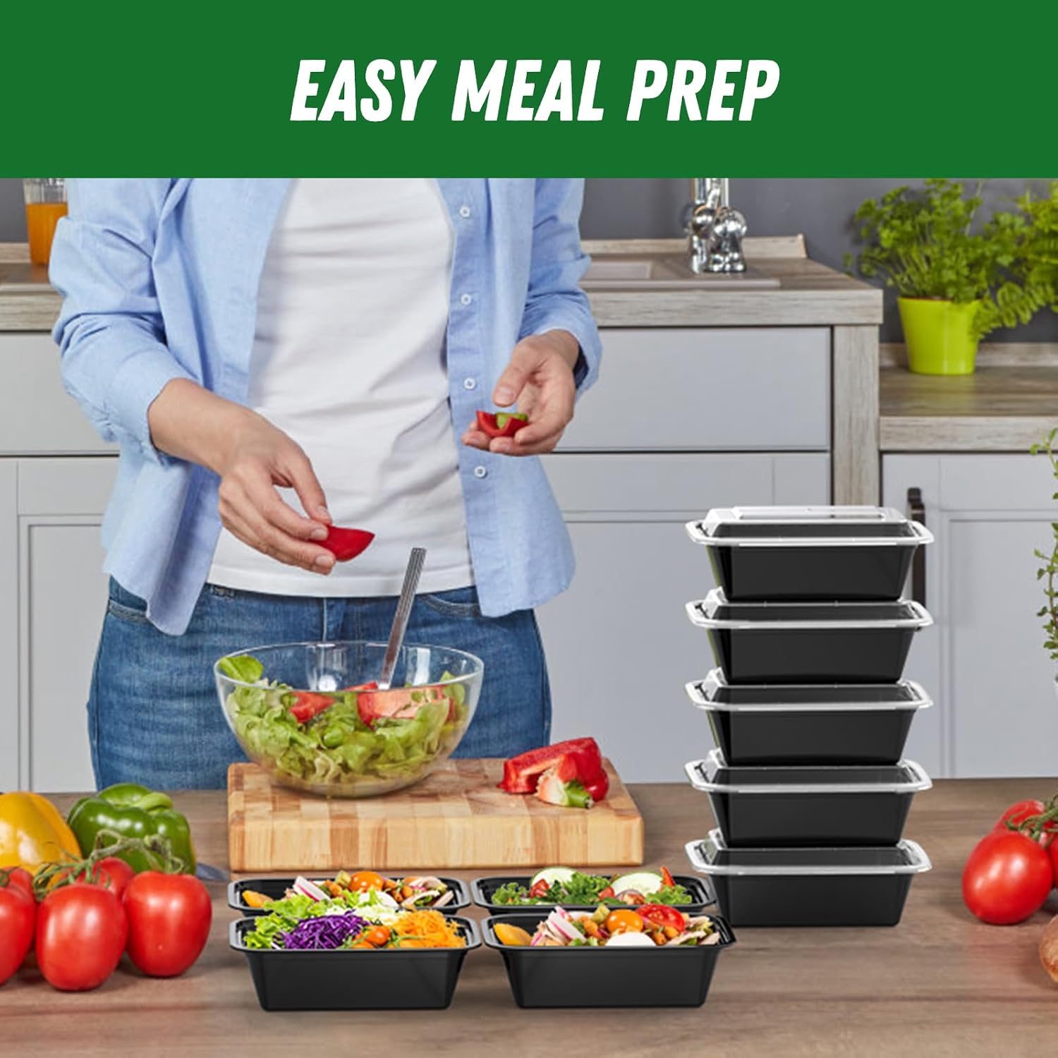 Reusable Meal Prep Containers, 24 oz, 100 Pieces