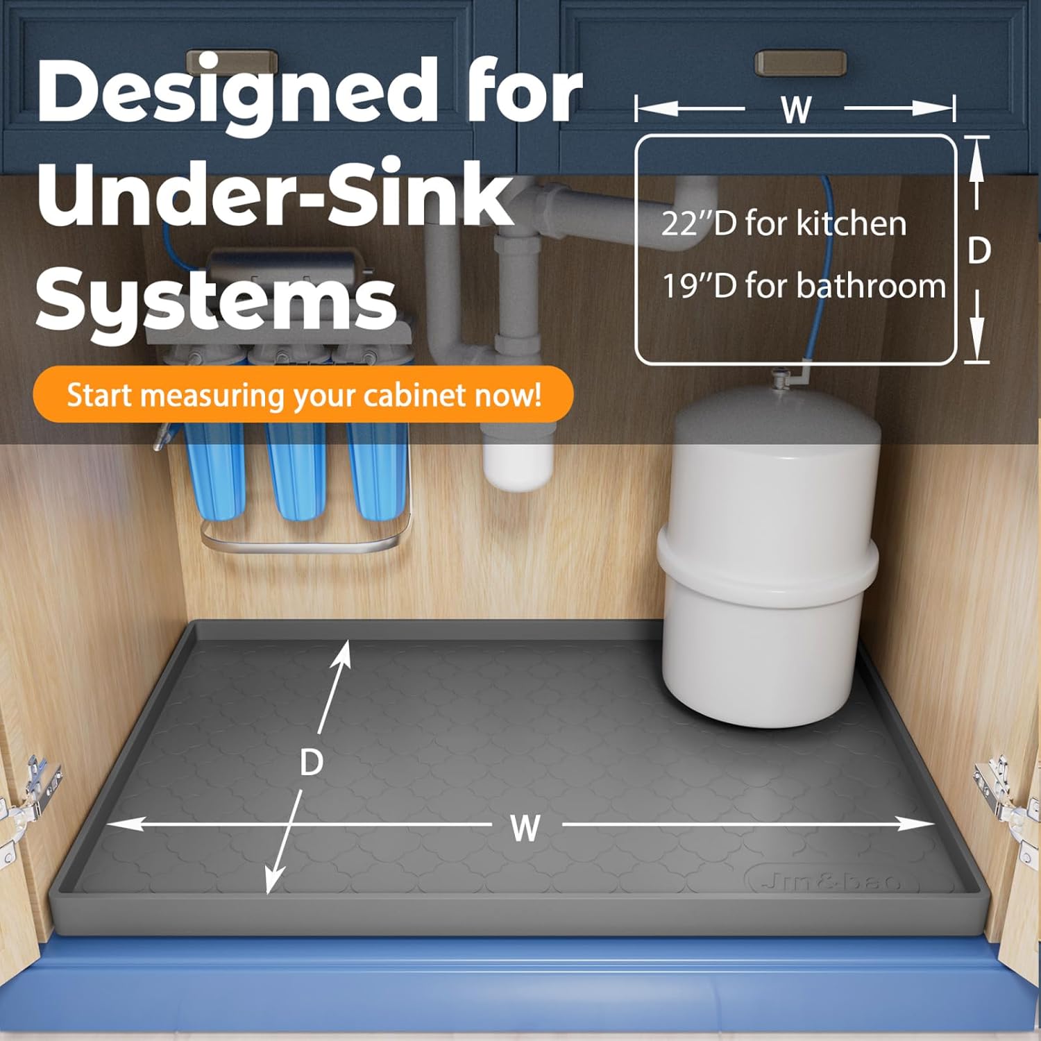 Silicone Under-Sink Mat, 34 x 22 inch