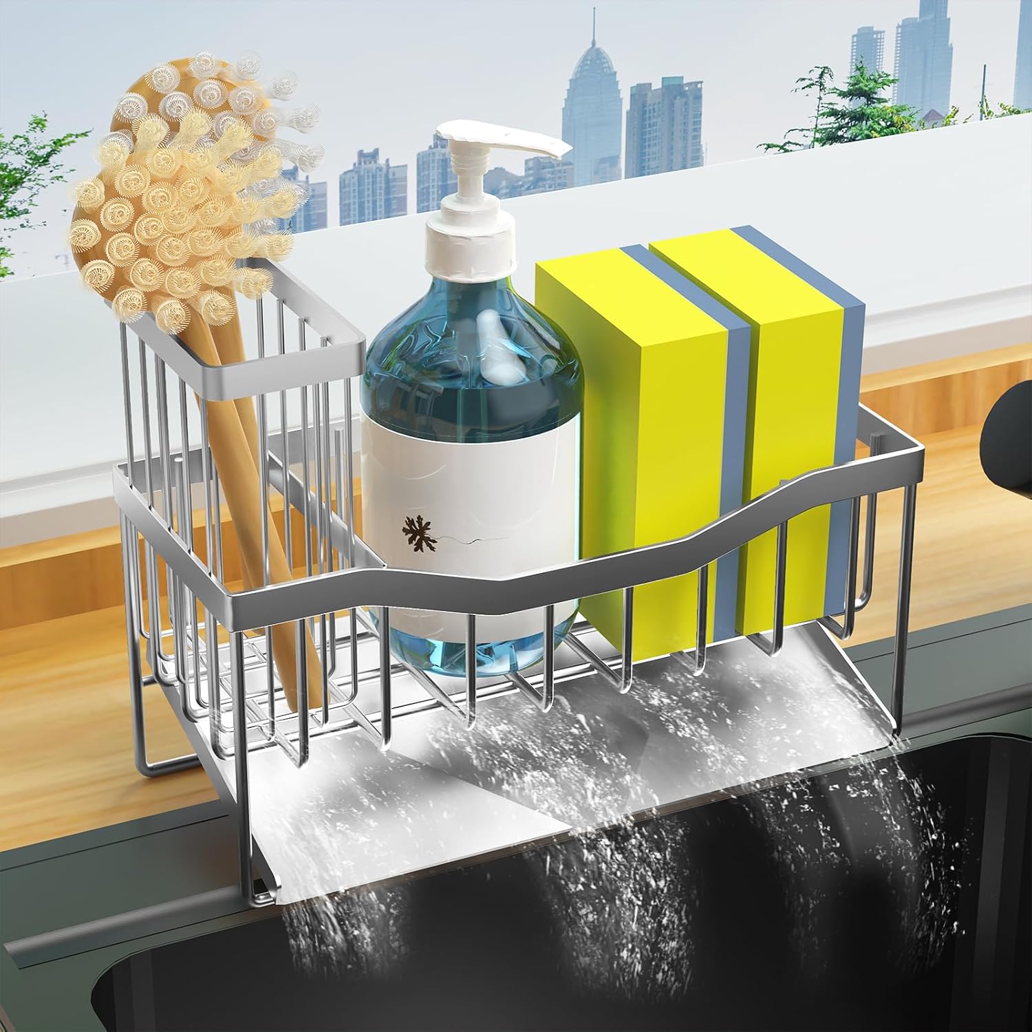 Sink Sponge Holder with Drain Tray