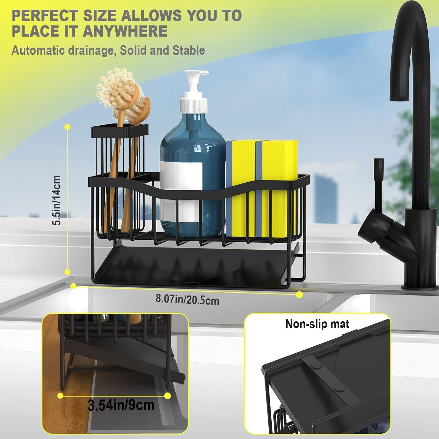 Sink Sponge Holder with Drain Tray