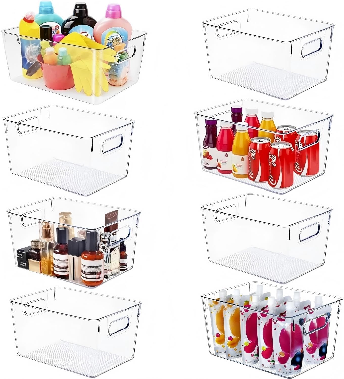 Stackable Clear Storage Bins, 8 Pack